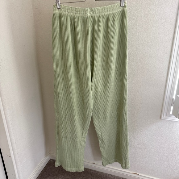 AERIE WAFFLE high waist wide leg pant trousers pastel green size L - Picture 6 of 9